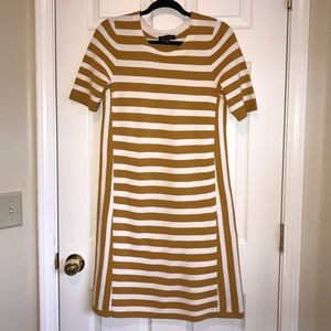 Ann Taylor Mustard and White Stripe Knit Dress